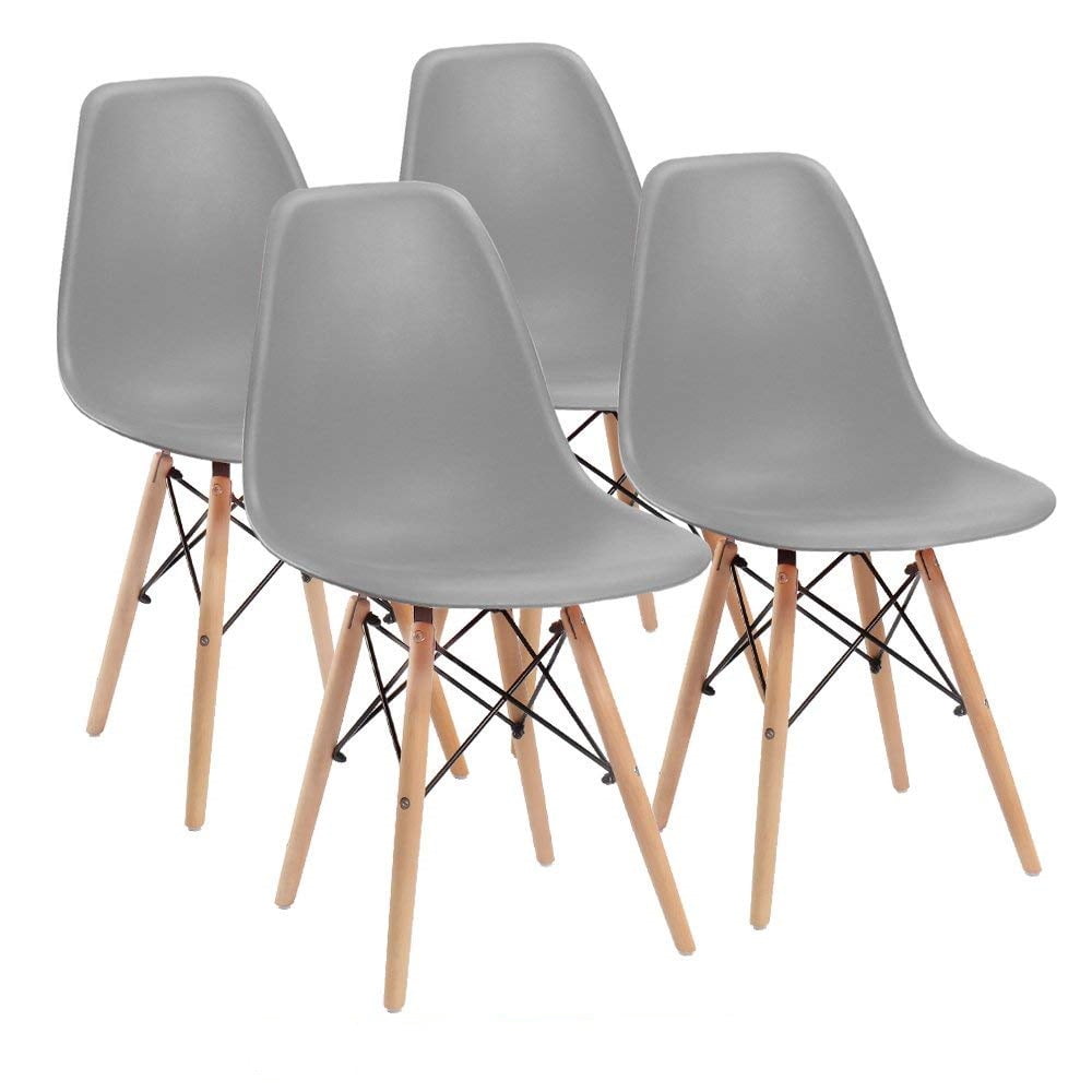 Furmax Pre Assembled Style Mid Century Modern DSW Shell Lounge Plastic Kitchen, Dining, Bedroom, Living Room Side Chairs Set of 4