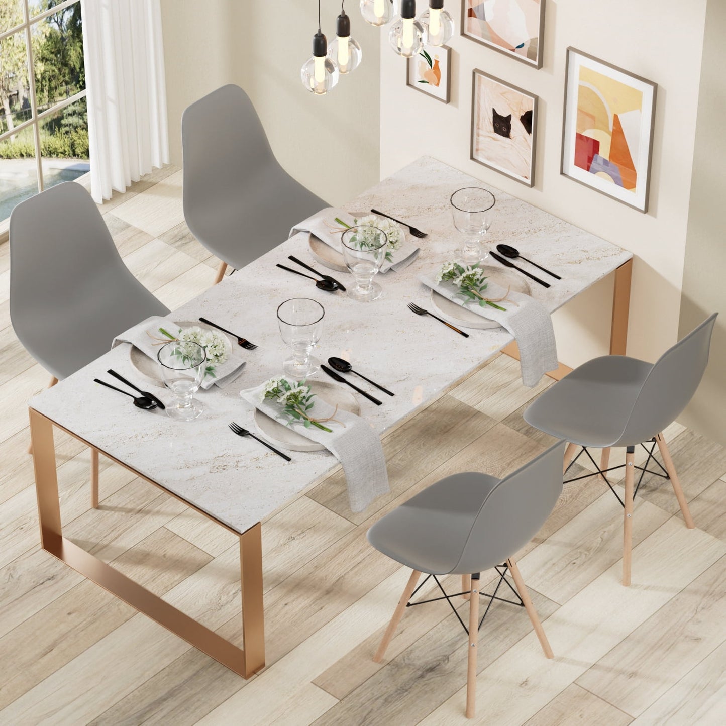 Furmax Pre Assembled Style Mid Century Modern DSW Shell Lounge Plastic Kitchen, Dining, Bedroom, Living Room Side Chairs Set of 4