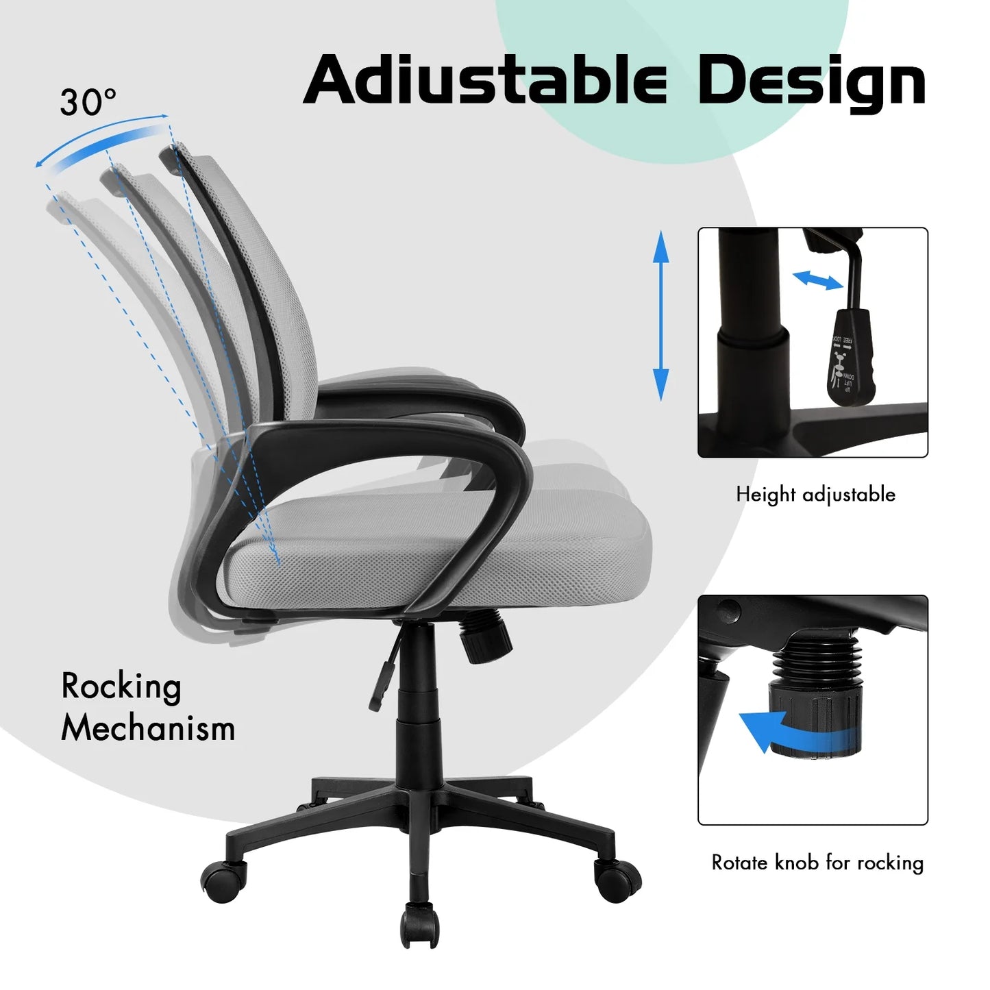 Furmax Mid Back Home Office Chair Mesh Desk Chair Ergonomic Swivel Task Chair with Lumbar Support