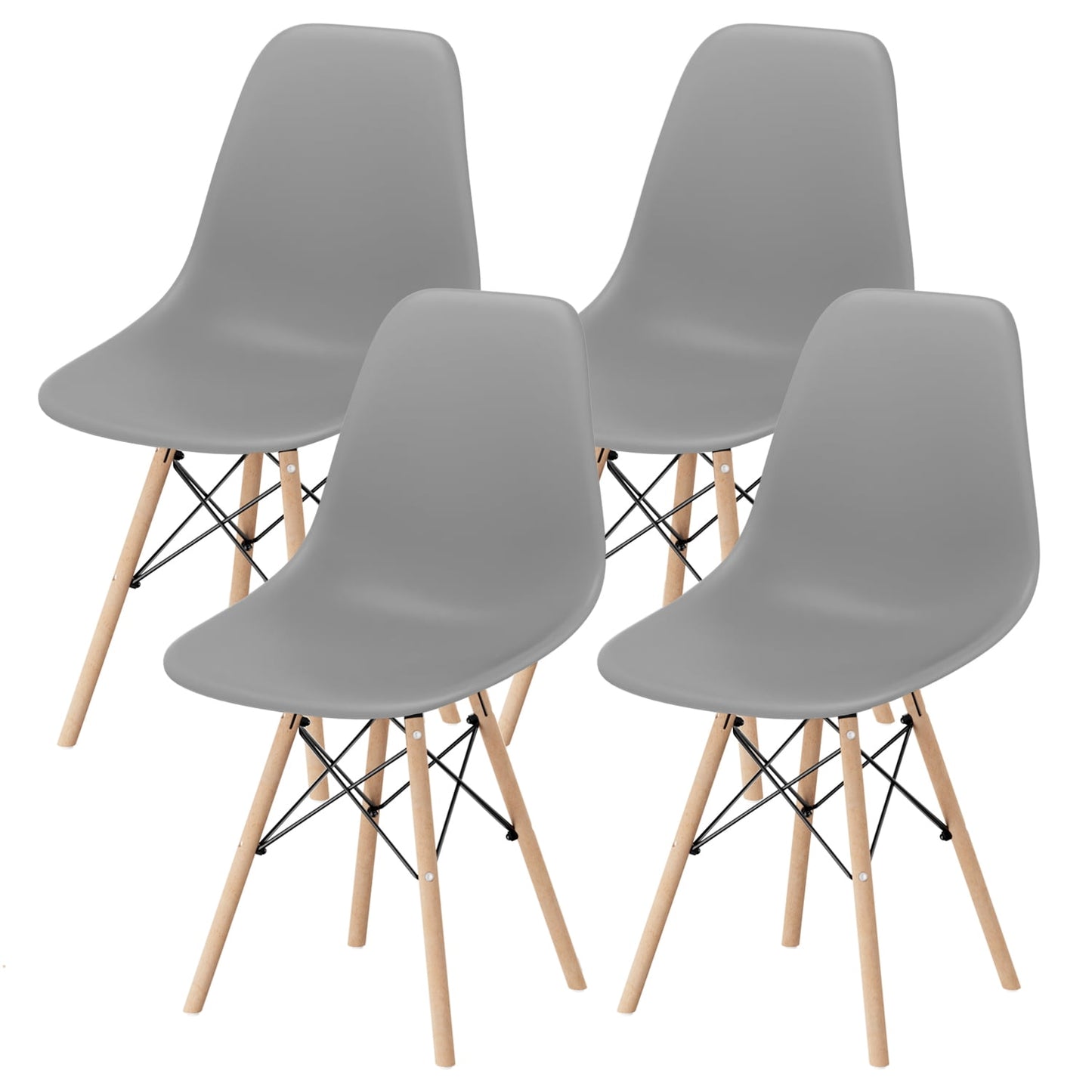Furmax Pre Assembled Style Mid Century Modern DSW Shell Lounge Plastic Kitchen, Dining, Bedroom, Living Room Side Chairs Set of 4