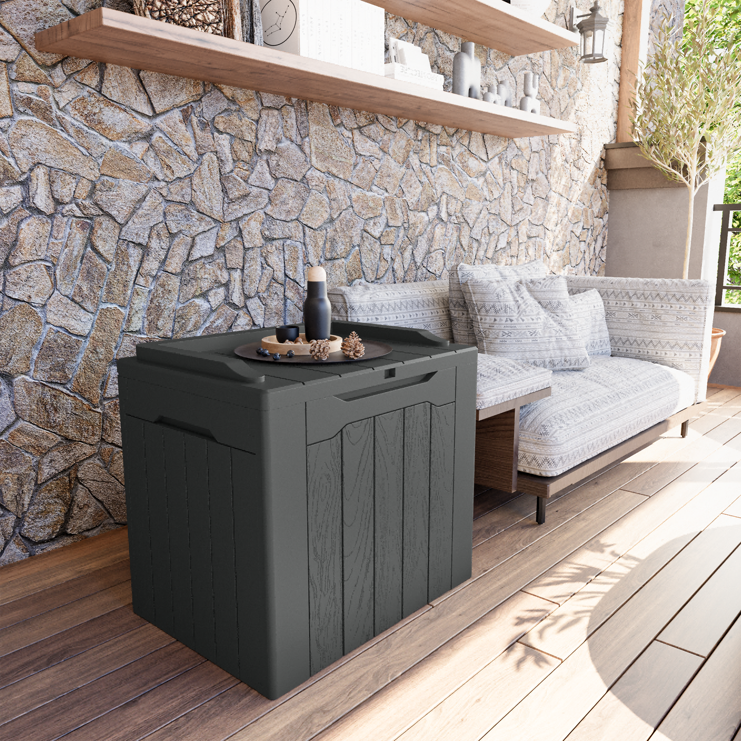 Furmax 31 Gallon Deck Box Outdoor Storage Box Patio Storage Furniture