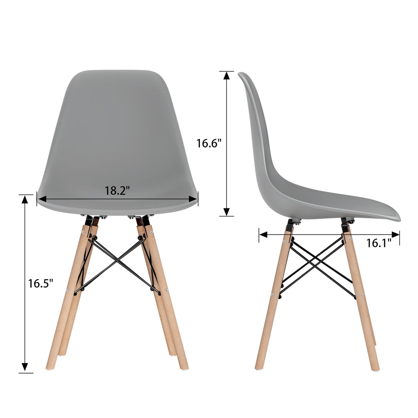 Furmax Pre Assembled Style Mid Century Modern DSW Shell Lounge Plastic Kitchen, Dining, Bedroom, Living Room Side Chairs Set of 4