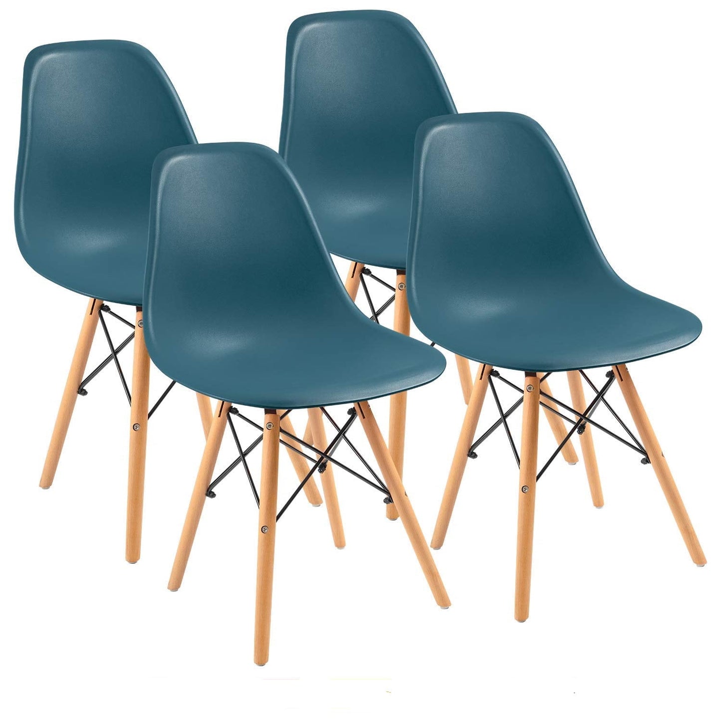 Furmax Pre Assembled Style Mid Century Modern DSW Shell Lounge Plastic Kitchen, Dining, Bedroom, Living Room Side Chairs Set of 4