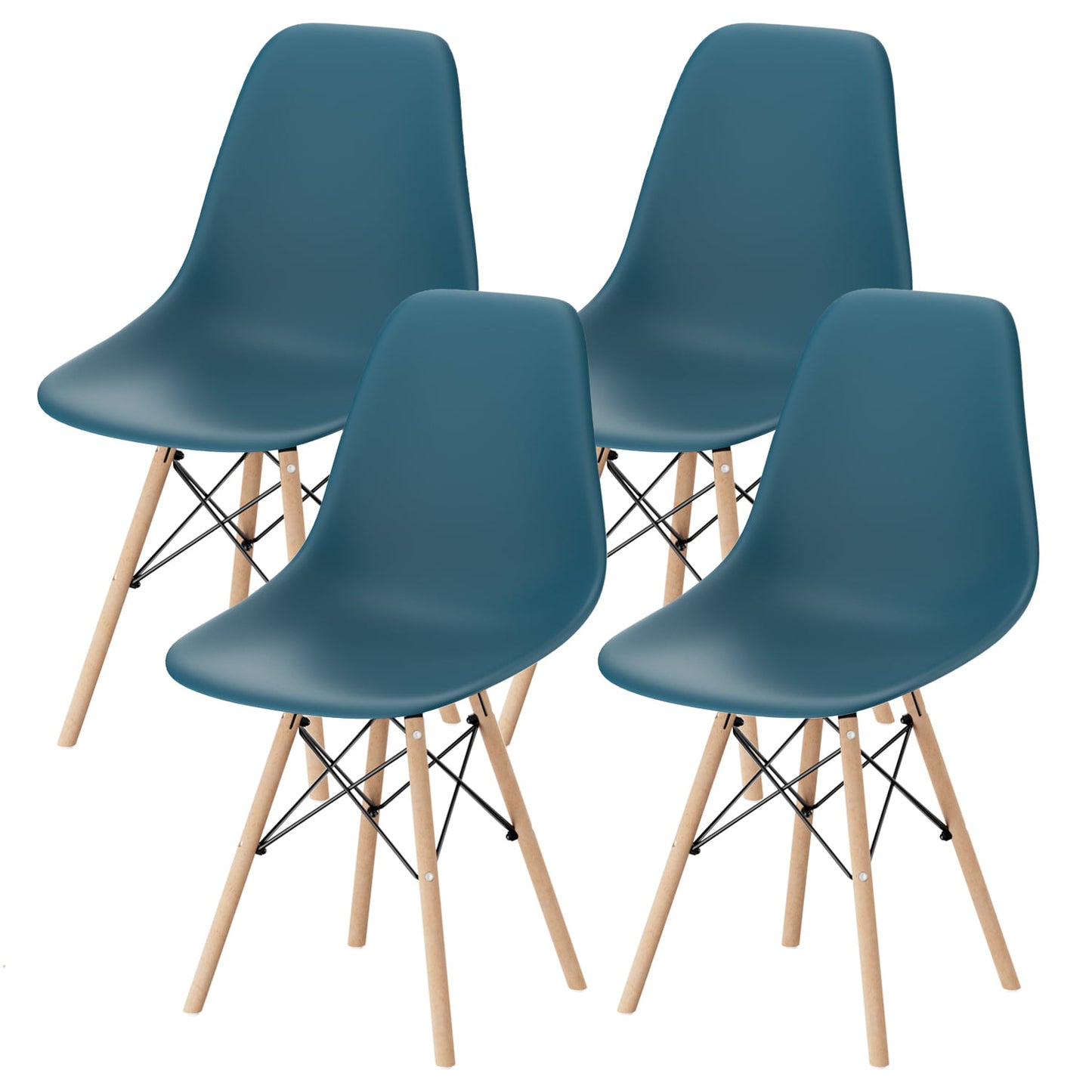 Furmax Pre Assembled Style Mid Century Modern DSW Shell Lounge Plastic Kitchen, Dining, Bedroom, Living Room Side Chairs Set of 4