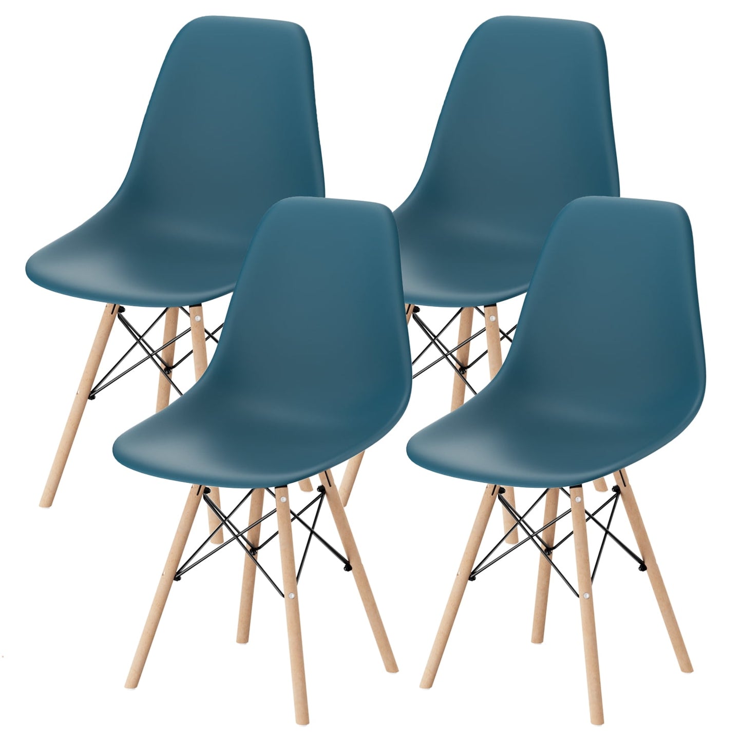 Furmax Pre Assembled Style Mid Century Modern DSW Shell Lounge Plastic Kitchen, Dining, Bedroom, Living Room Side Chairs Set of 4