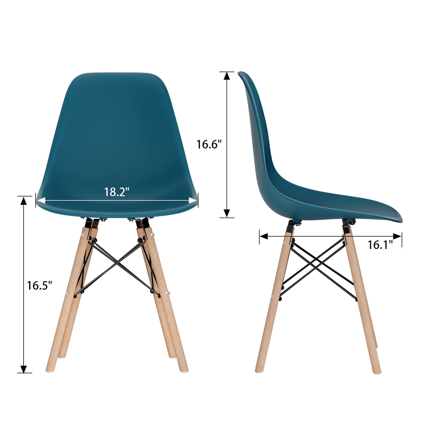 Furmax Pre Assembled Style Mid Century Modern DSW Shell Lounge Plastic Kitchen, Dining, Bedroom, Living Room Side Chairs Set of 4