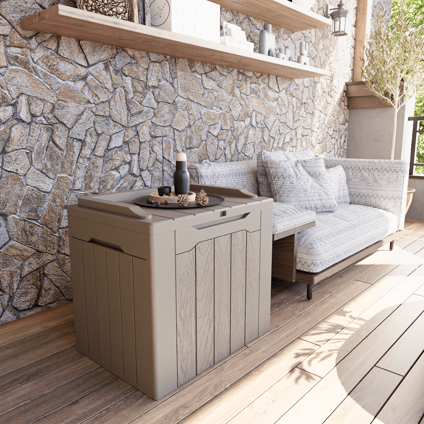 Furmax 31 Gallon Deck Box Outdoor Storage Box Patio Storage Furniture