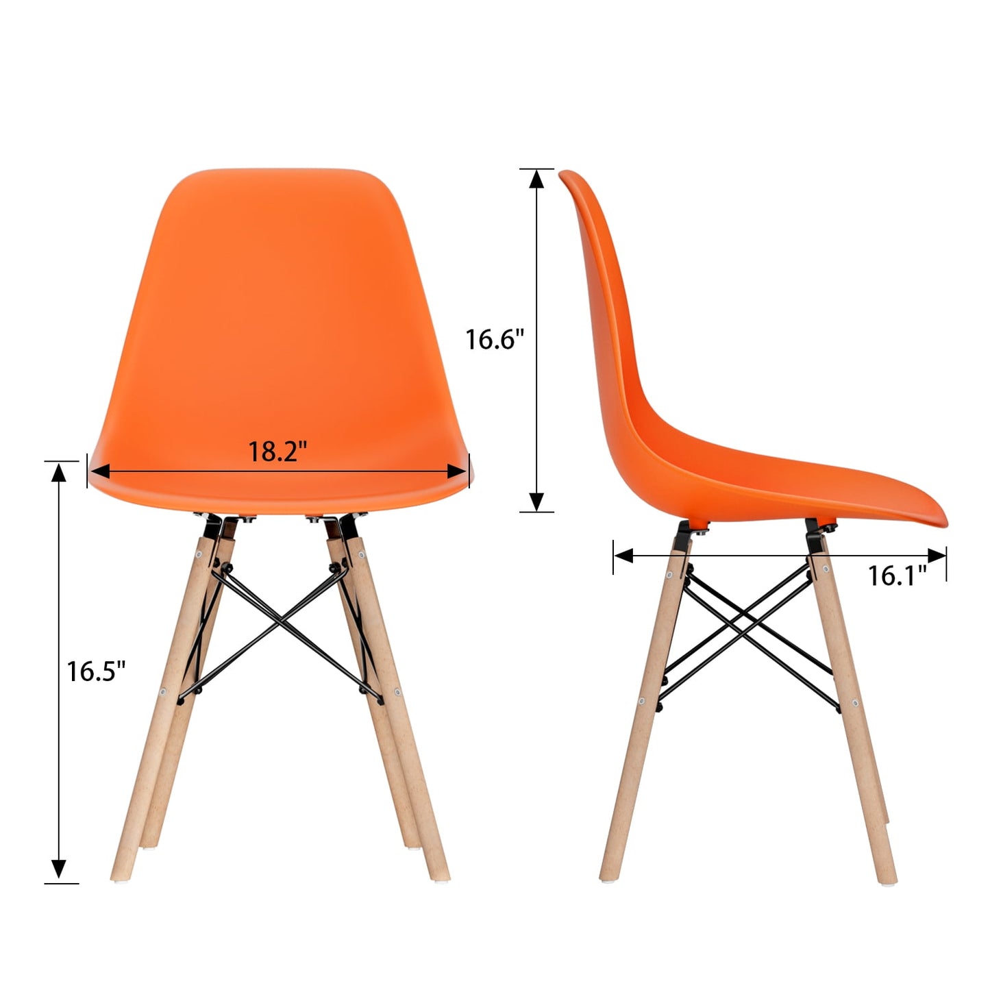 Furmax Pre Assembled Style Mid Century Modern DSW Shell Lounge Plastic Kitchen, Dining, Bedroom, Living Room Side Chairs Set of 4