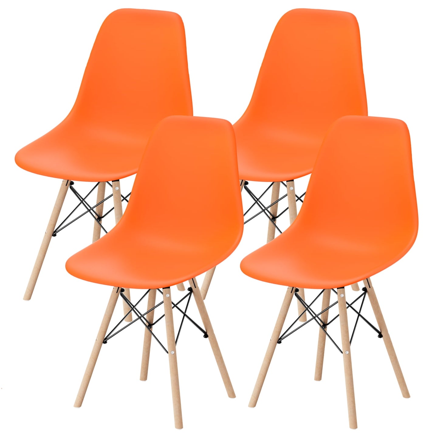 Furmax Pre Assembled Style Mid Century Modern DSW Shell Lounge Plastic Kitchen, Dining, Bedroom, Living Room Side Chairs Set of 4
