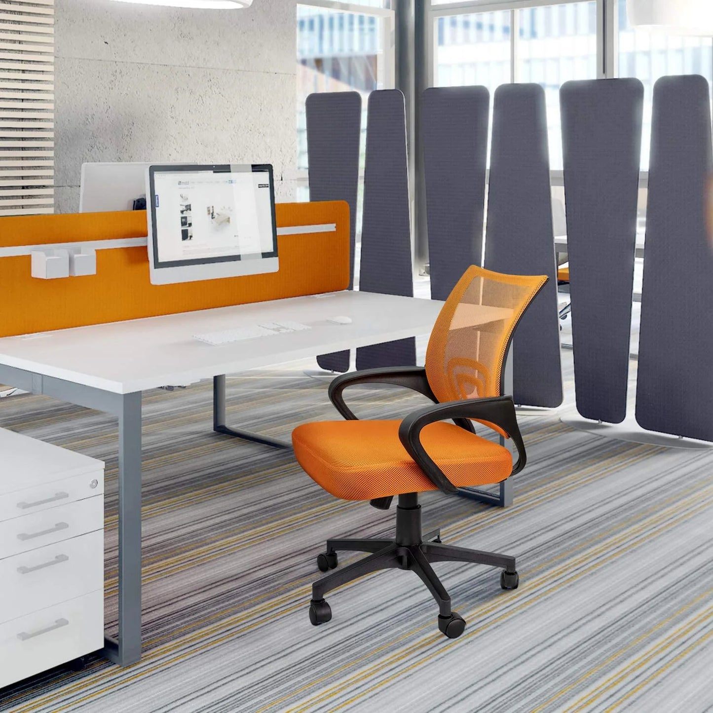 Furmax Mid Back Home Office Chair Mesh Desk Chair Ergonomic Swivel Task Chair with Lumbar Support