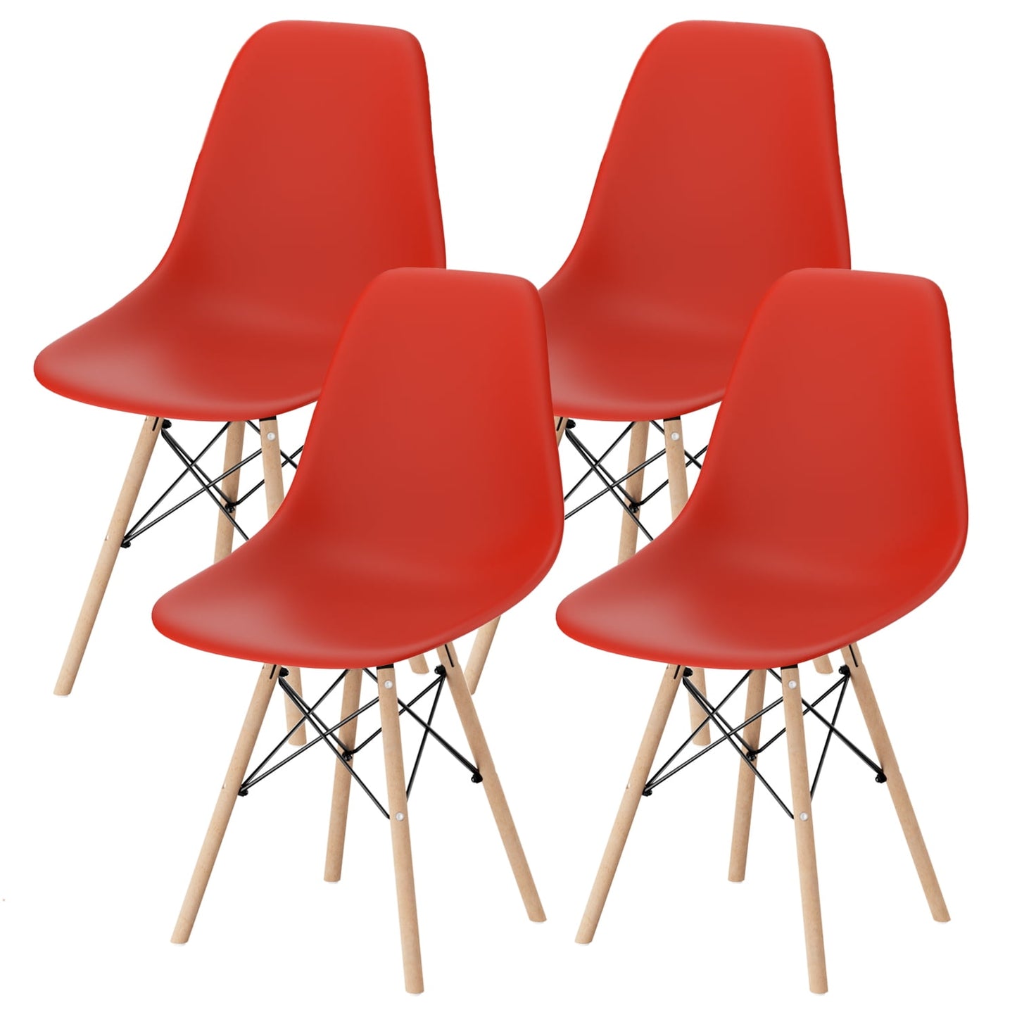 Furmax Pre Assembled Style Mid Century Modern DSW Shell Lounge Plastic Kitchen, Dining, Bedroom, Living Room Side Chairs Set of 4