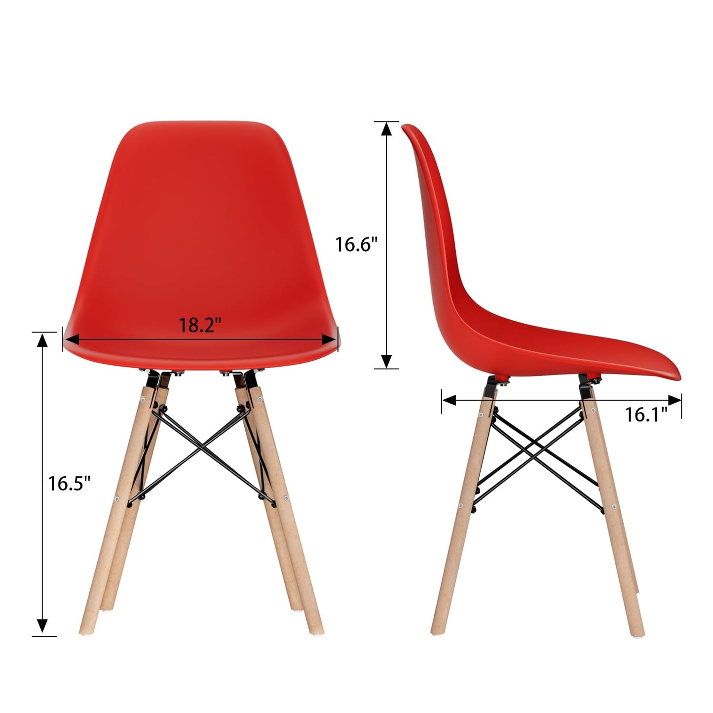 Furmax Pre Assembled Style Mid Century Modern DSW Shell Lounge Plastic Kitchen, Dining, Bedroom, Living Room Side Chairs Set of 4