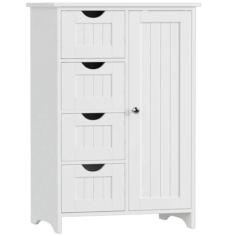 Furmax Wooden Storage Cabinet, Featuring a Freestanding Design with Four Drawers and One Cupboard, Ideal for Organizing Spaces in Homes, Office, Bathrooms, Entryways, and Kitchens