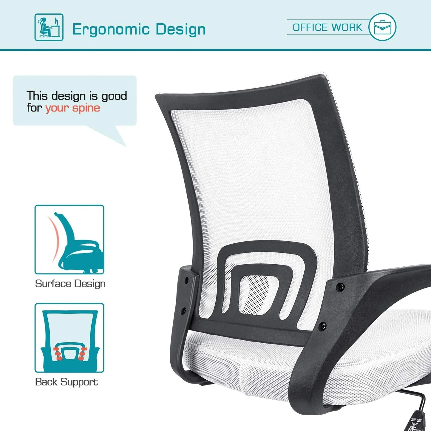 Furmax Mid Back Home Office Chair Mesh Desk Chair Ergonomic Swivel Task Chair with Lumbar Support