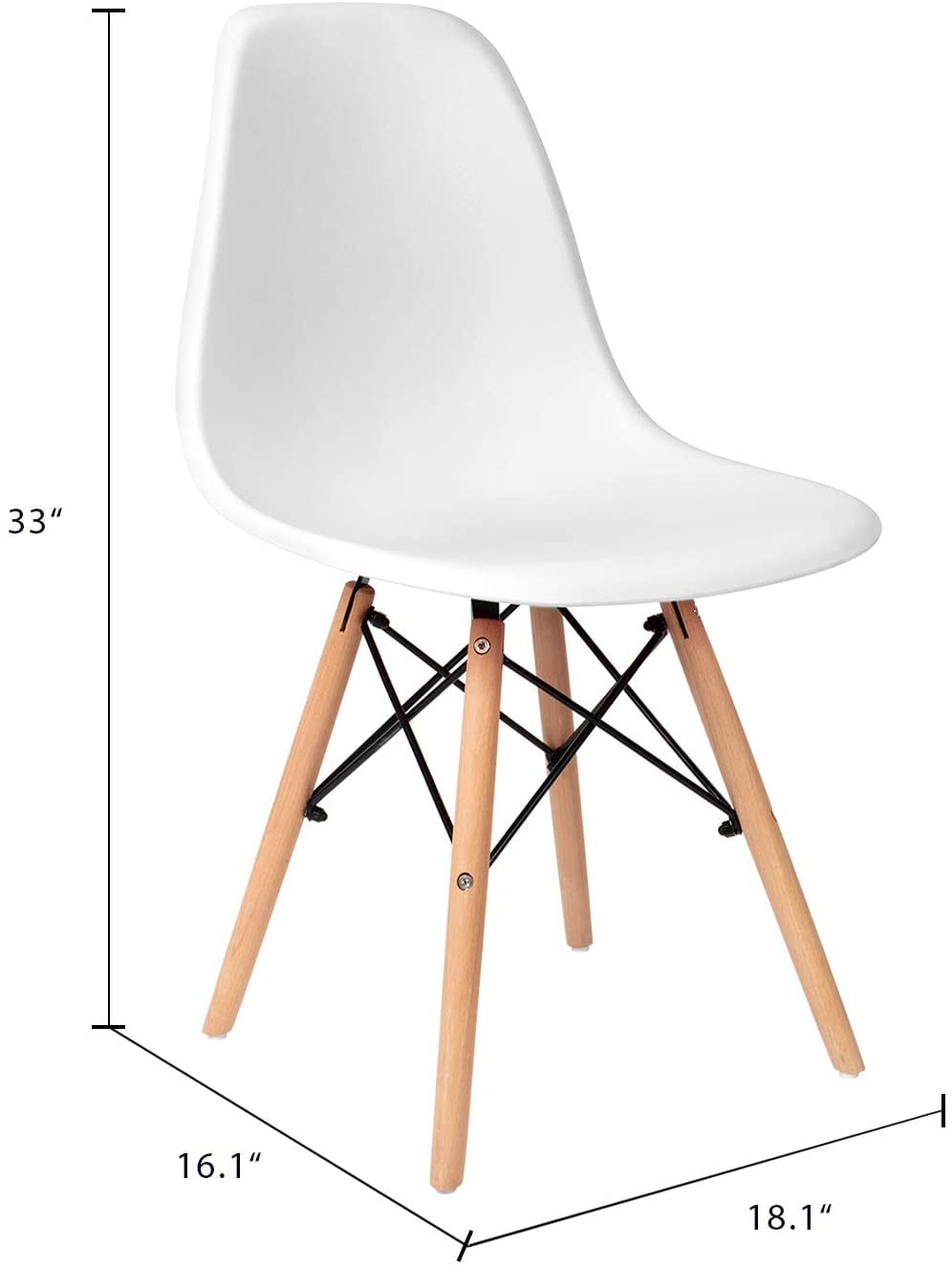 Furmax Pre Assembled Style Mid Century Modern DSW Shell Lounge Plastic Kitchen, Dining, Bedroom, Living Room Side Chairs Set of 4