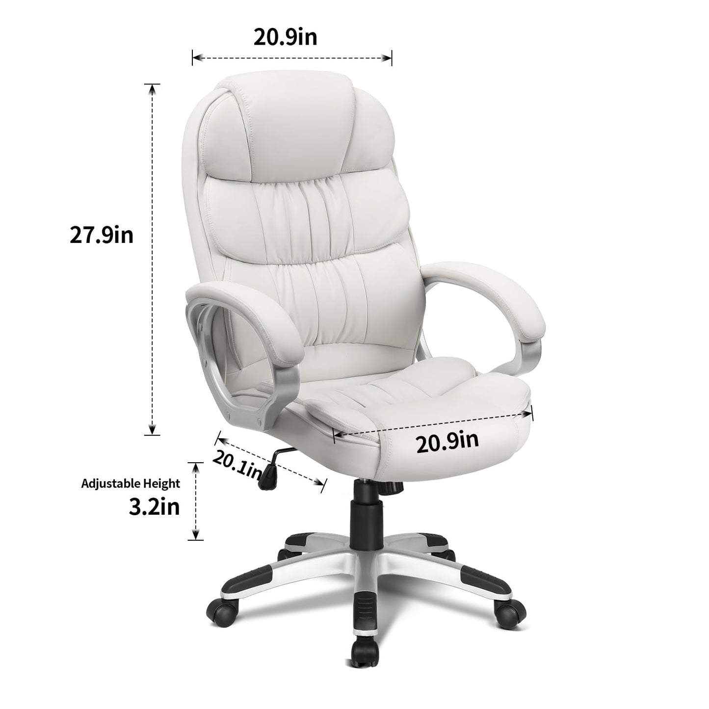 Furmax High Back Office Adjustable Ergonomic Desk Padded Armrests Executive PU Leather Swivel Task Chair with Lumbar Support