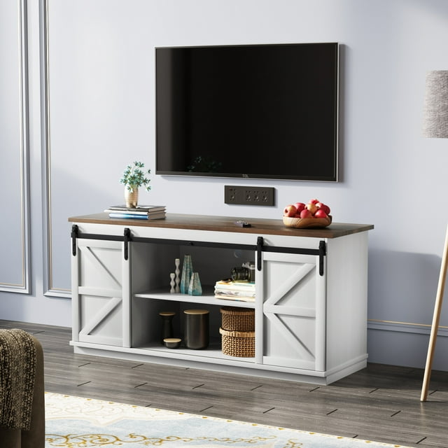 Furmax Modern Farmhouse Barn Door TV Stand for TVs up to 65"