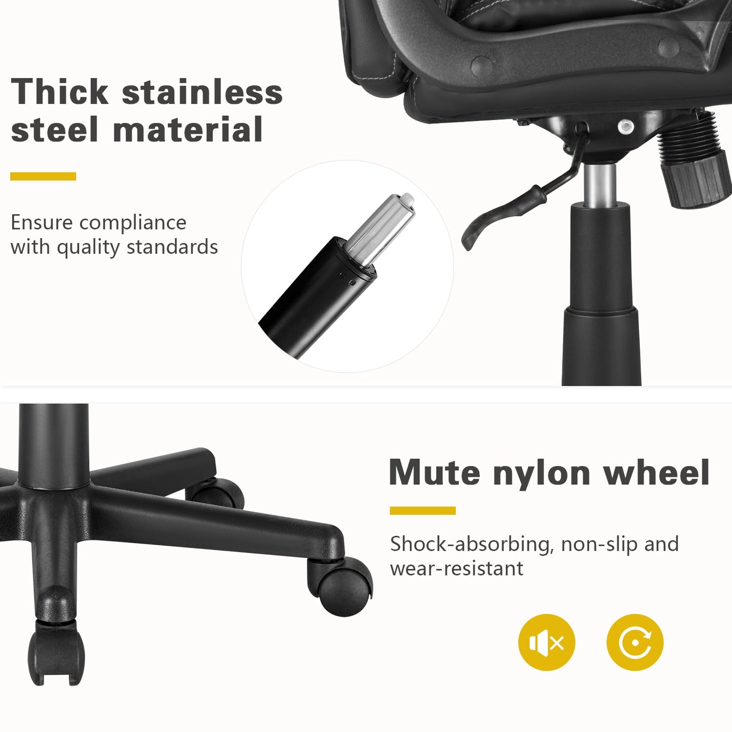 Furmax Mid Back Executive Office Swivel Computer Task Armrests Ergonomic Leather-Padded Desk Chair with Lumbar Support