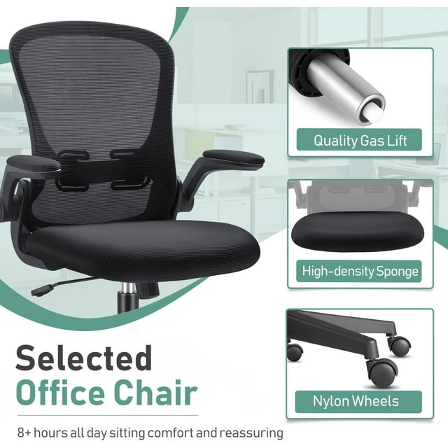 Furmax Office Chair Mesh Desk Chair with Adjustable Arms Ergonomic Computer Chair Rolling Chair with Back and Lumbar Support