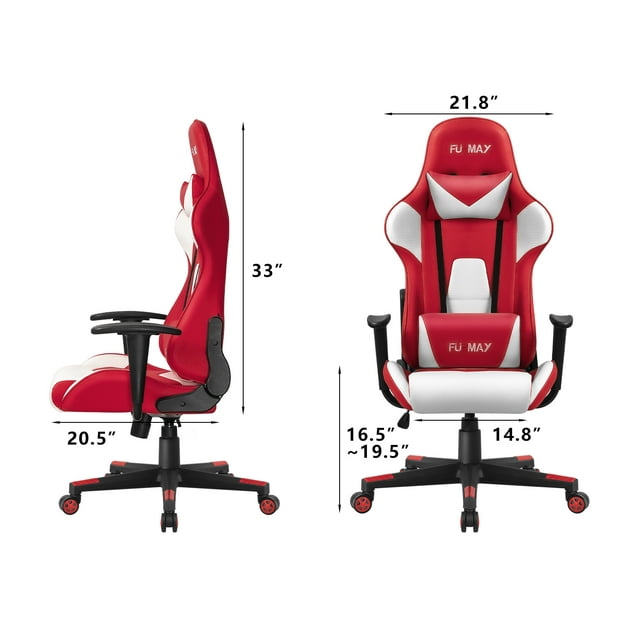 Furmax High-Back Gaming Office Chair Ergonomic Racing Style Adjustable Height Executive Computer Chair with Adjustable Headrest and Lumbar Pillow