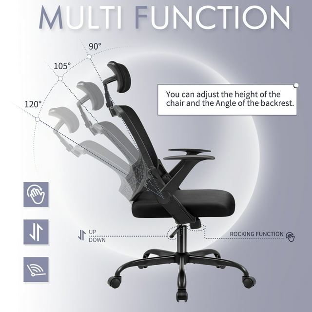 Furmax Office Chair with Lumbar Support Breathable Mesh Ergonomic Office Chair Adjustable Height Computer Chair with Armrests & Casters