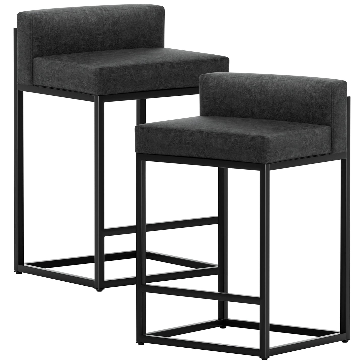 Furmax PU Leather Bar Stool Counter Stools With Back and Footrest