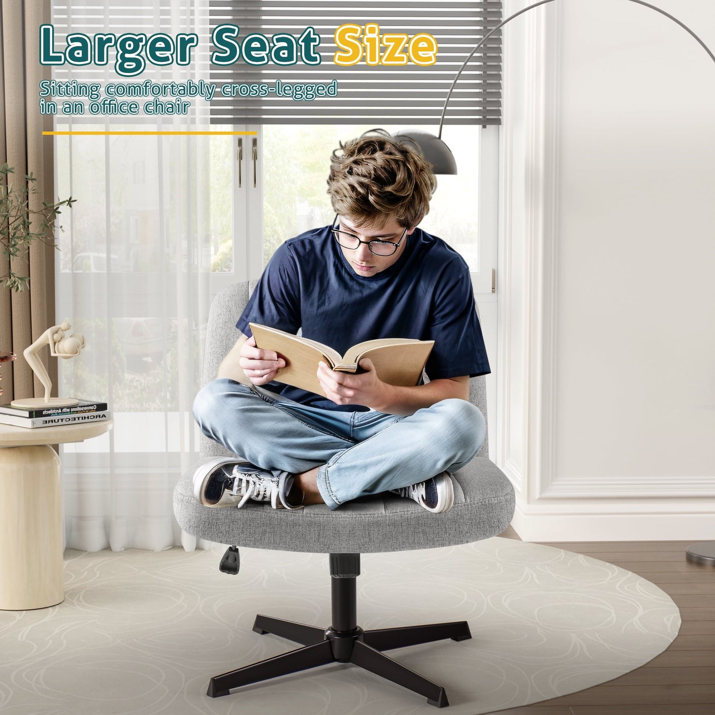 Furmax Modern Padded Office Chair Wide Home Office Desk Chair Height Adjustable Computer Task Chair