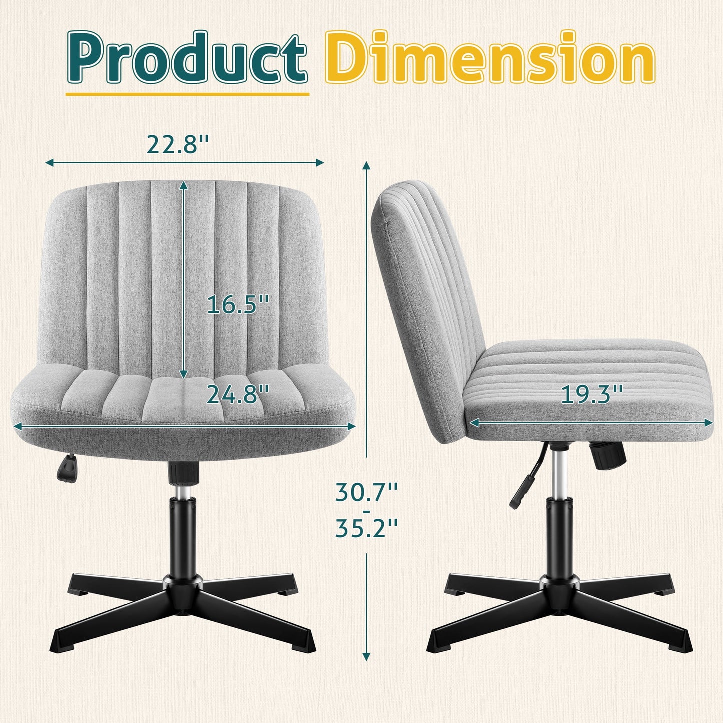 Furmax Modern Padded Office Chair Wide Home Office Desk Chair Height Adjustable Computer Task Chair