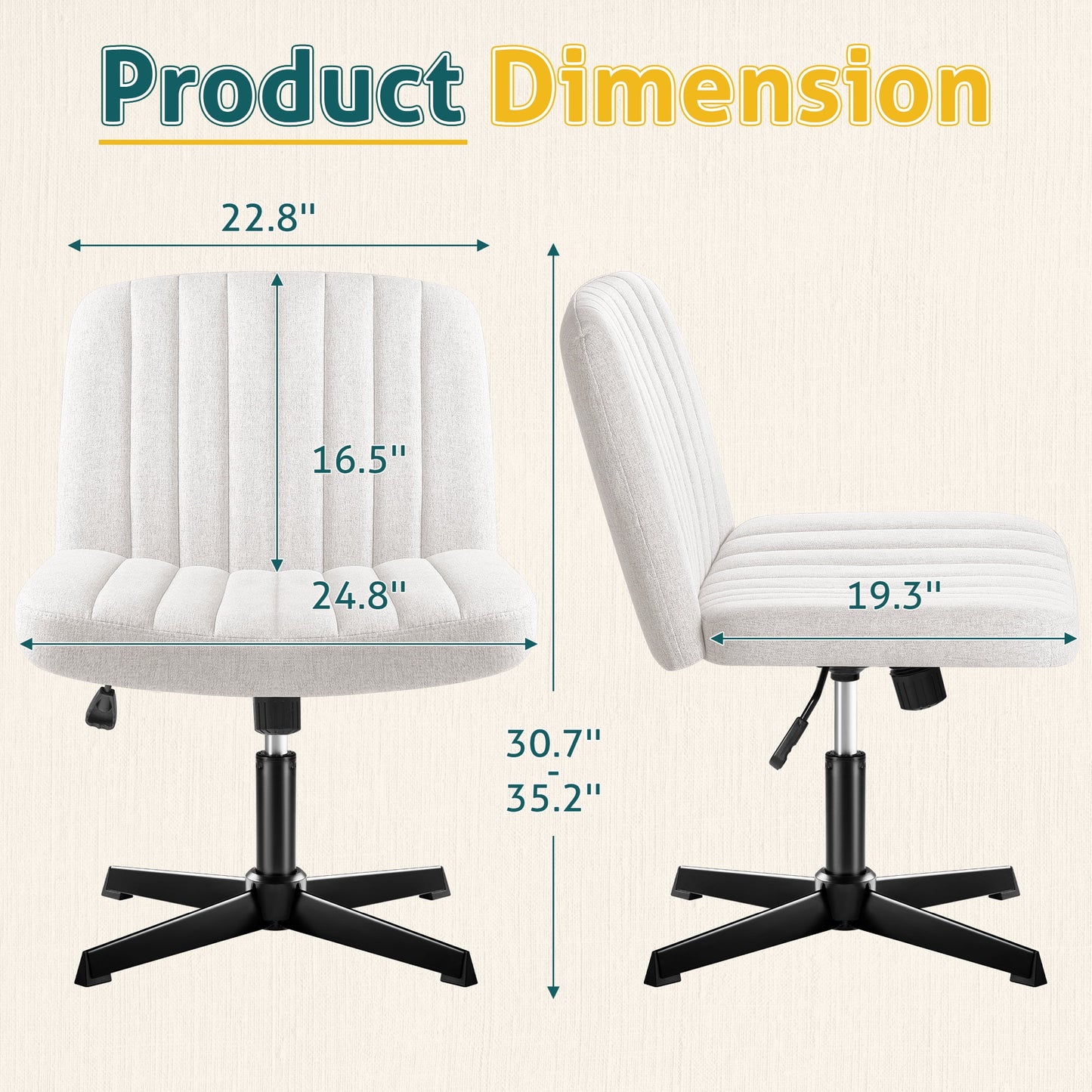 Furmax Modern Padded Office Chair Wide Home Office Desk Chair Height Adjustable Computer Task Chair