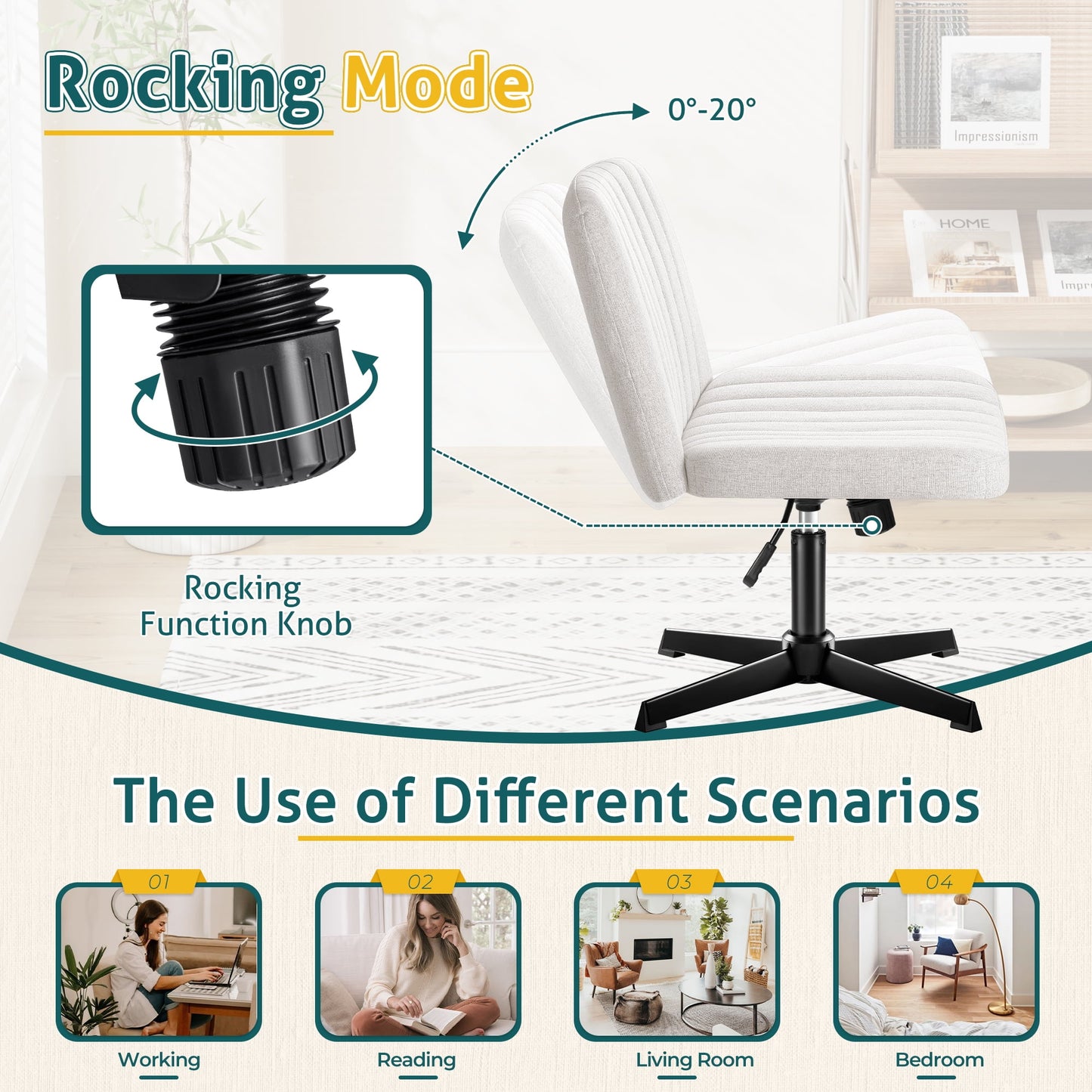 Furmax Modern Padded Office Chair Wide Home Office Desk Chair Height Adjustable Computer Task Chair
