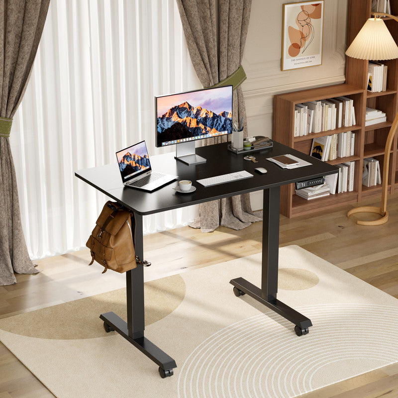 Furmax Height Adjustable Standing Desk with Locking Wheels Ergonomic Stand up Desk with Memory Preset