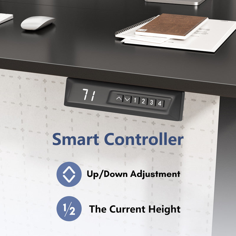Furmax Height Adjustable Standing Desk with Locking Wheels Ergonomic Stand up Desk with Memory Preset