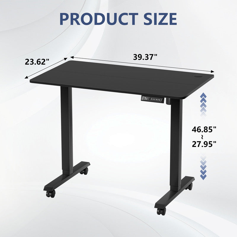Furmax Height Adjustable Standing Desk with Locking Wheels Ergonomic Stand up Desk with Memory Preset