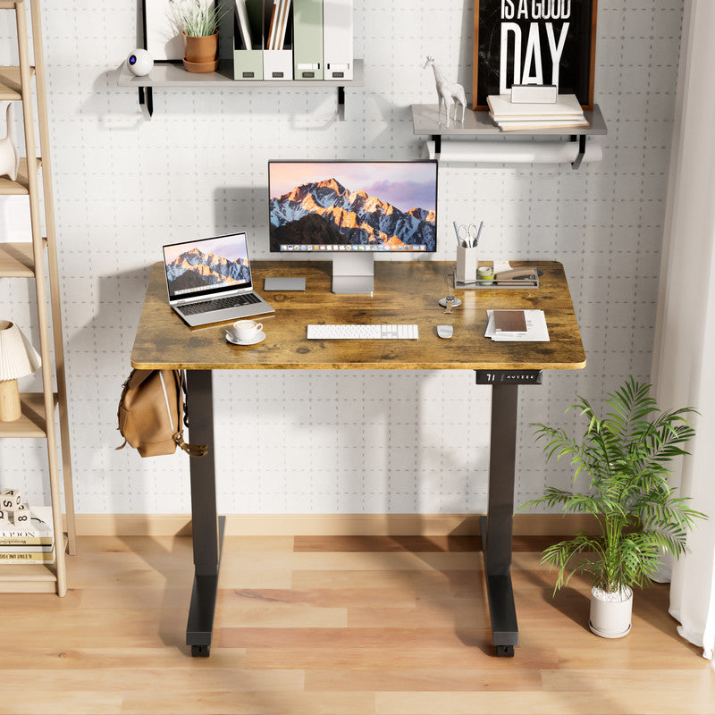 Furmax Height Adjustable Standing Desk with Locking Wheels Ergonomic Stand up Desk with Memory Preset