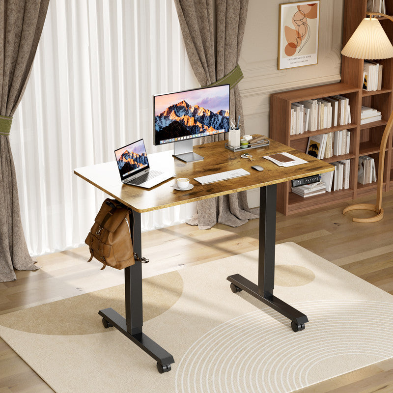 Furmax Height Adjustable Standing Desk with Locking Wheels Ergonomic Stand up Desk with Memory Preset