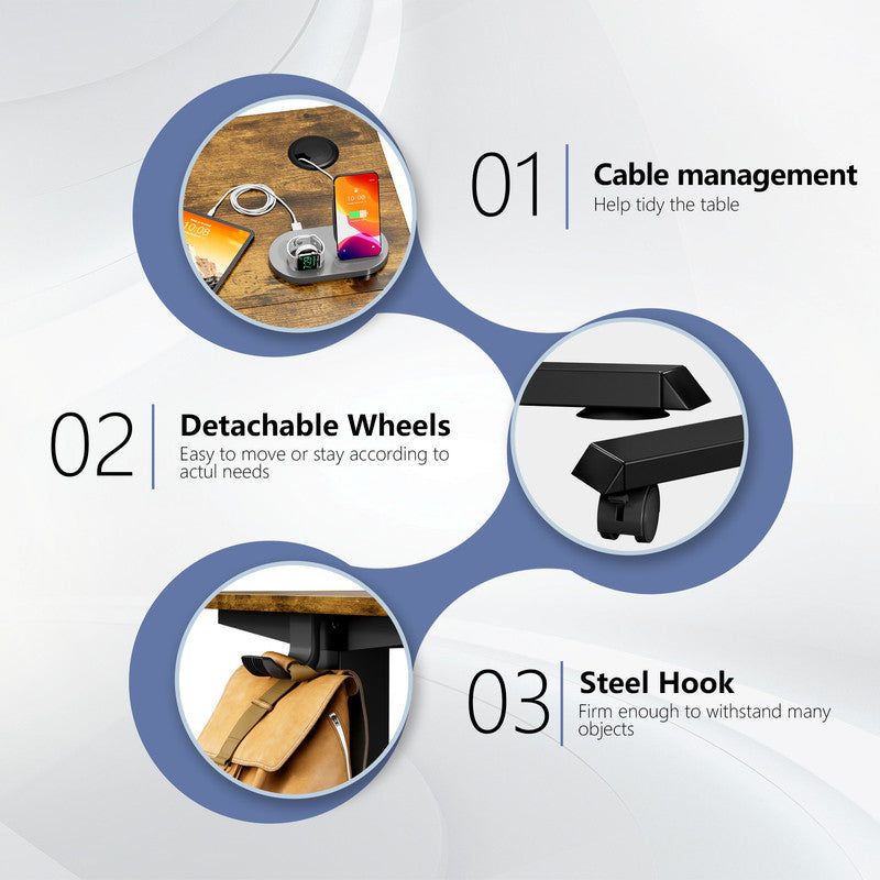 Furmax Height Adjustable Standing Desk with Locking Wheels Ergonomic Stand up Desk with Memory Preset