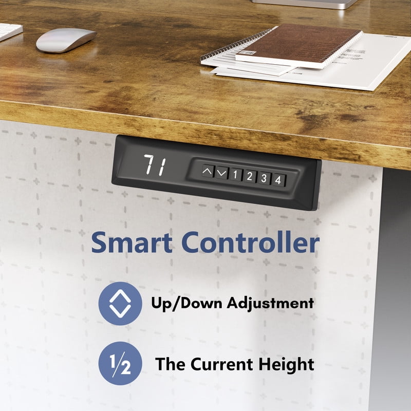 Furmax Height Adjustable Standing Desk with Locking Wheels Ergonomic Stand up Desk with Memory Preset