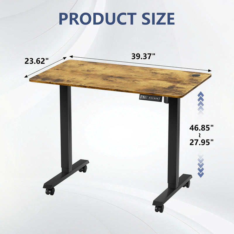 Furmax Height Adjustable Standing Desk with Locking Wheels Ergonomic Stand up Desk with Memory Preset