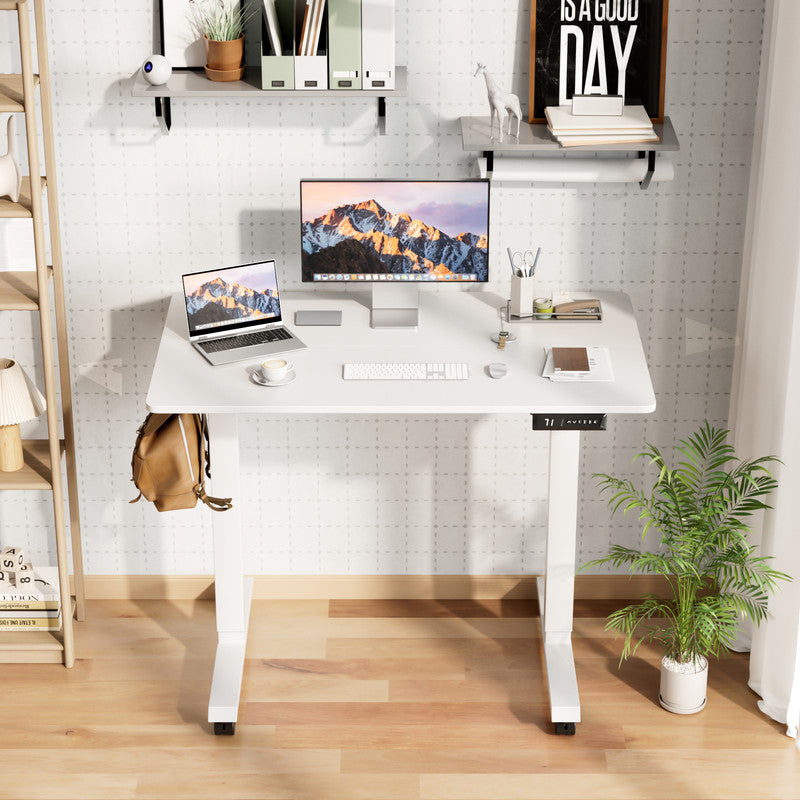 Furmax Height Adjustable Standing Desk with Locking Wheels Ergonomic Stand up Desk with Memory Preset