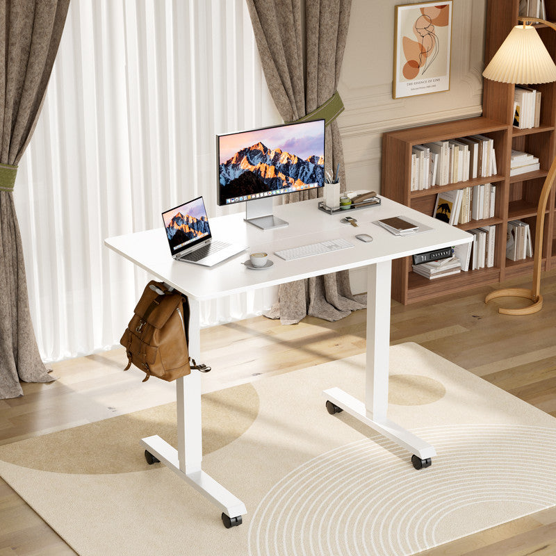 Furmax Height Adjustable Standing Desk with Locking Wheels Ergonomic Stand up Desk with Memory Preset