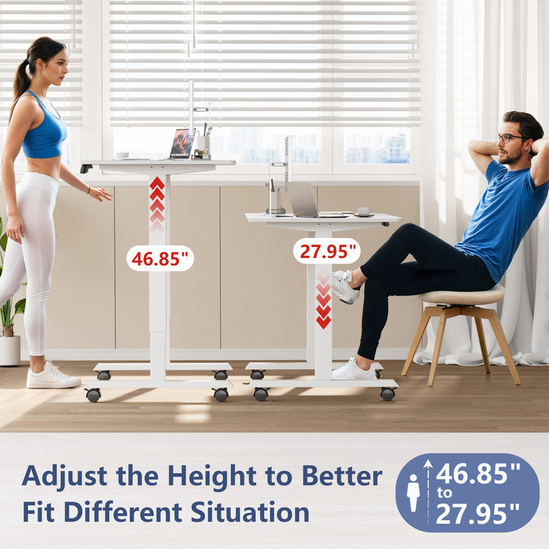 Furmax Height Adjustable Standing Desk with Locking Wheels Ergonomic Stand up Desk with Memory Preset