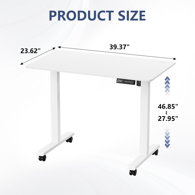 Furmax Height Adjustable Standing Desk with Locking Wheels Ergonomic Stand up Desk with Memory Preset