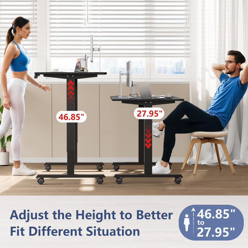 Furmax Height Adjustable Standing Desk with Locking Wheels Ergonomic Stand up Desk with Memory Preset