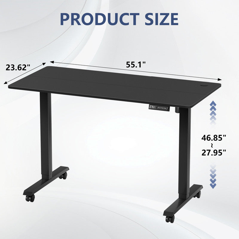 Furmax Height Adjustable Standing Desk with Locking Wheels Ergonomic Stand up Desk with Memory Preset