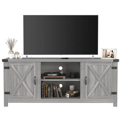 Furmax Barn Door TV Stand Media Console Center Industrial Style for TVs up to 65",