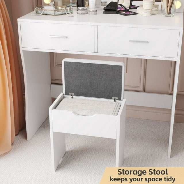 Furmax Makeup Vanity Table Set with Lights and Mirror Vanity Desk with Drawer and Chair