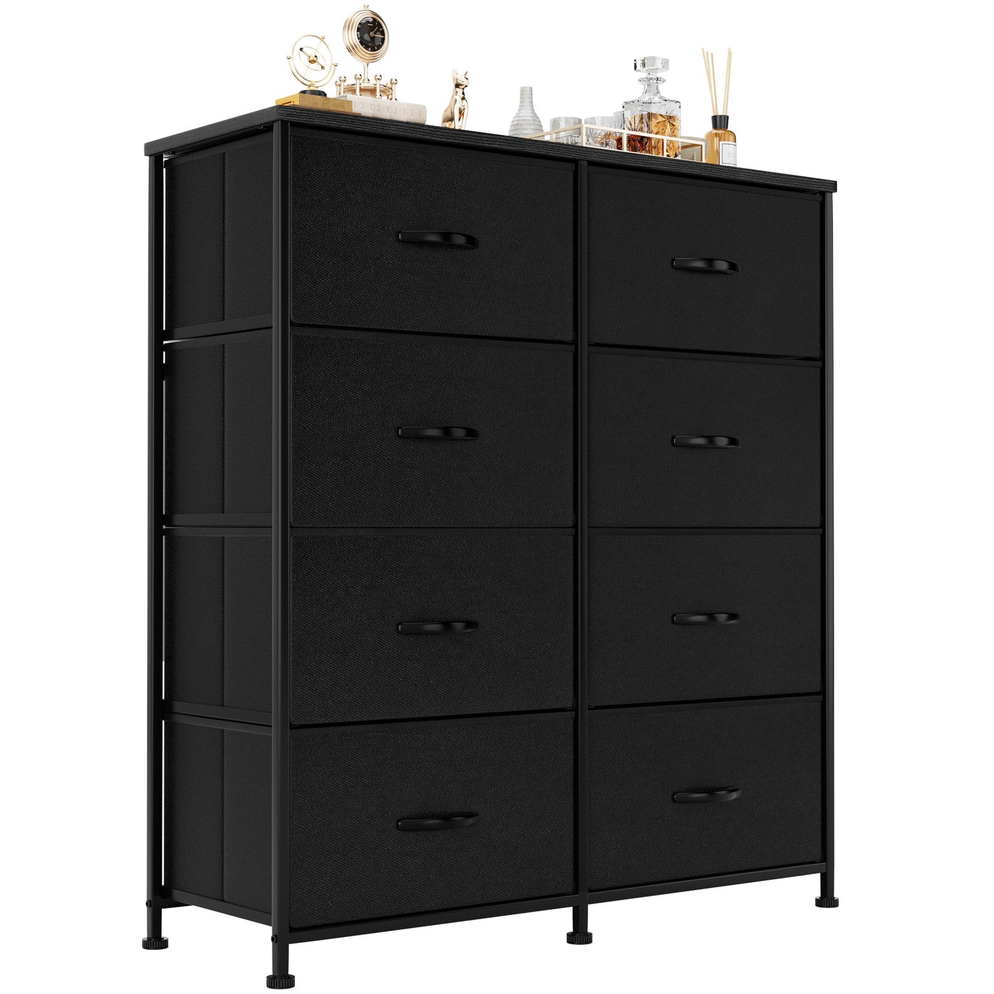 Furmax Fabric Dresser with 8 Drawers Bedroom Furniture Large Dresser Tall Chest of Drawers with Wood Top and Metal Frame for Living Room Closet