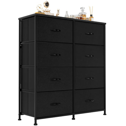 Furmax Fabric Dresser with 8 Drawers Bedroom Furniture Large Dresser Tall Chest of Drawers with Wood Top and Metal Frame for Living Room Closet