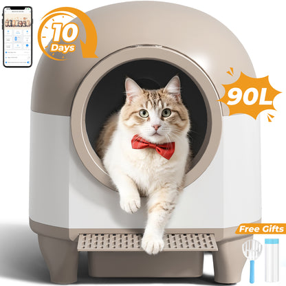 Furmax Self Cleaning cat Litter Box with Mat,Automatic Cat Litter Box for Multiple Cats with Safety Protection and App Control,A Complimentary Garbage Bag