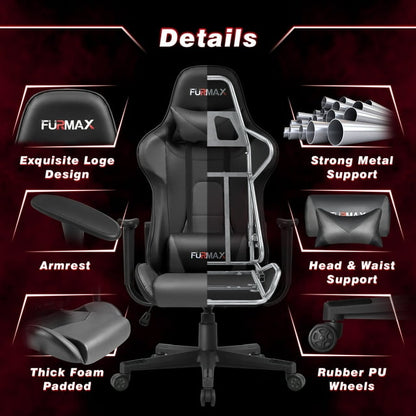 Furmax High-Back Gaming Office Chair Ergonomic Racing Style Adjustable Height Executive Computer Chair with Adjustable Headrest and Lumbar Pillow